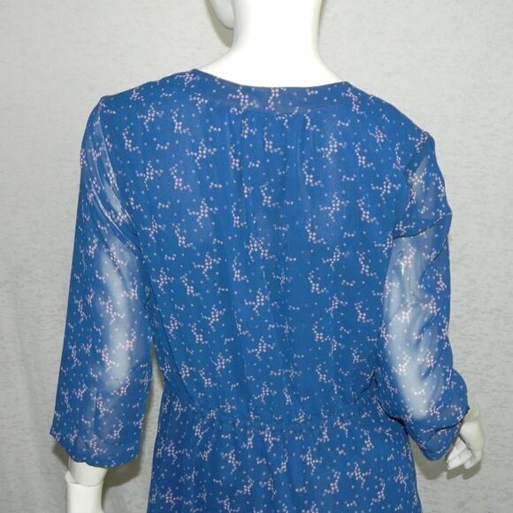 Modcloth Dress Navy Blue with Pink Stars Drawstring Waist Mini Dress Large - Picture 6 of 7